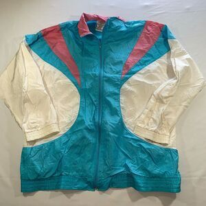 Vintage Bridge Gate Track Jacket Blue Pink White Size Women's 1X‎ Windbreaker